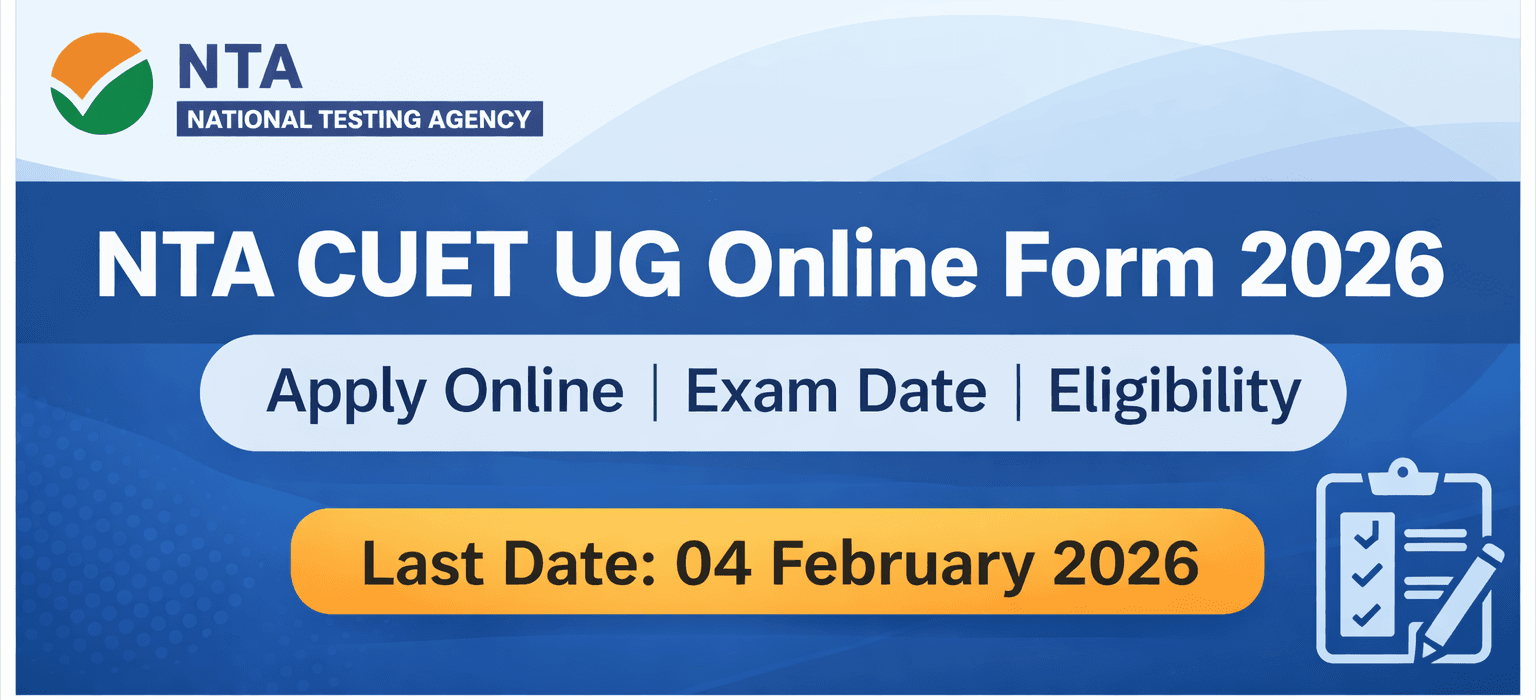 NTA CUET UG Online Form 2026 banner with apply online exam date eligibility