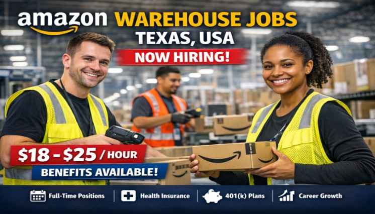 Amazon Warehouse Associate Jobs in Texas USA with $18-$25 hourly pay