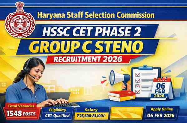 HSSC CET Phase 2 Group C Steno Recruitment 2026 Notification Banner