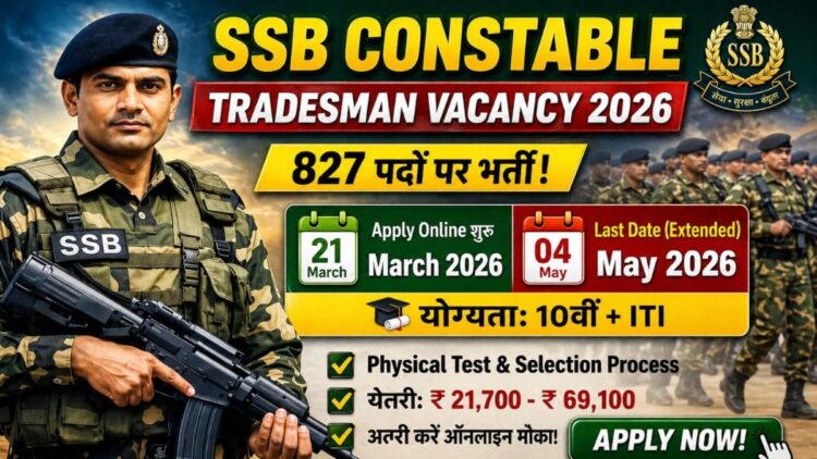 SSB Constable Tradesman Vacancy 2026 Apply Online Eligibility Physical Test Selection Process