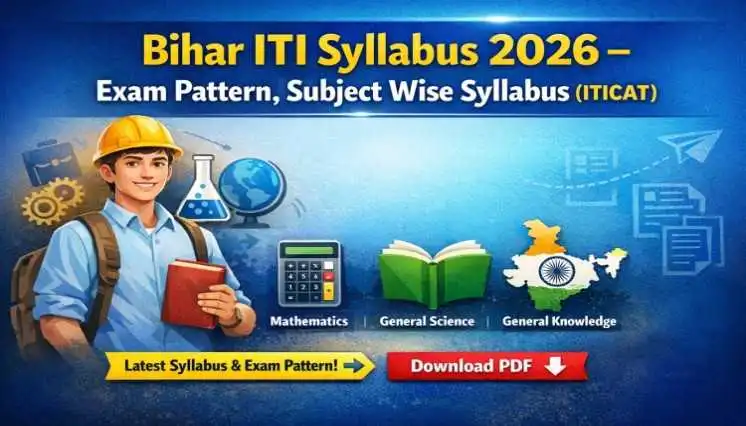 Bihar ITI Syllabus 2026 Exam Pattern ITICAT Subject Wise Syllabus Maths Science GK