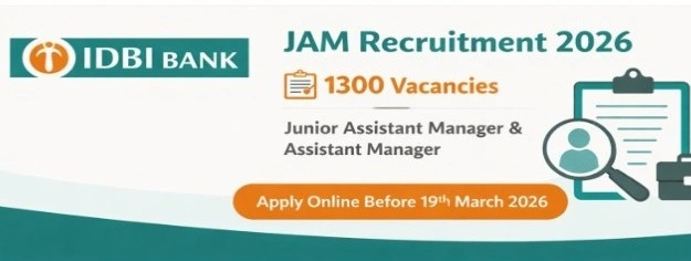 IDBI Bank JAM Recruitment 2026 Apply Online for 1300 Posts