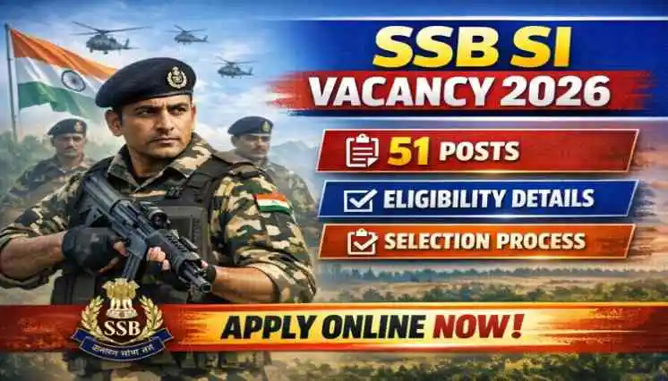 SSB SI Vacancy 2026 Apply Online 51 Posts Eligibility Age Limit Selection Process