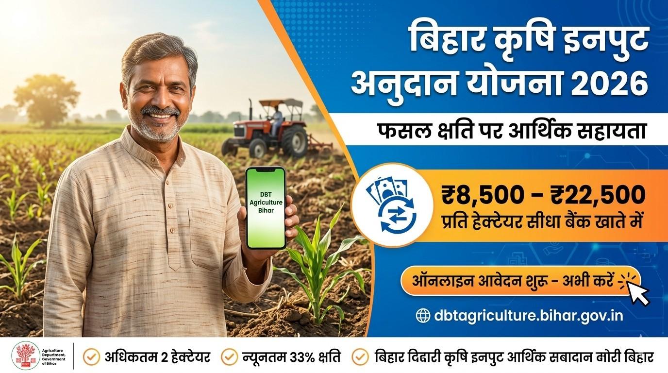 बिहार कृषि इनपुट अनुदान योजना 2026 ऑनलाइन आवेदन प्रक्रिया और लाभ