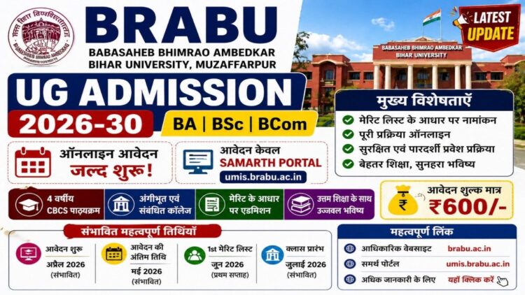 BRABU UG Admission 2026-30 apply online BA BSc BCom