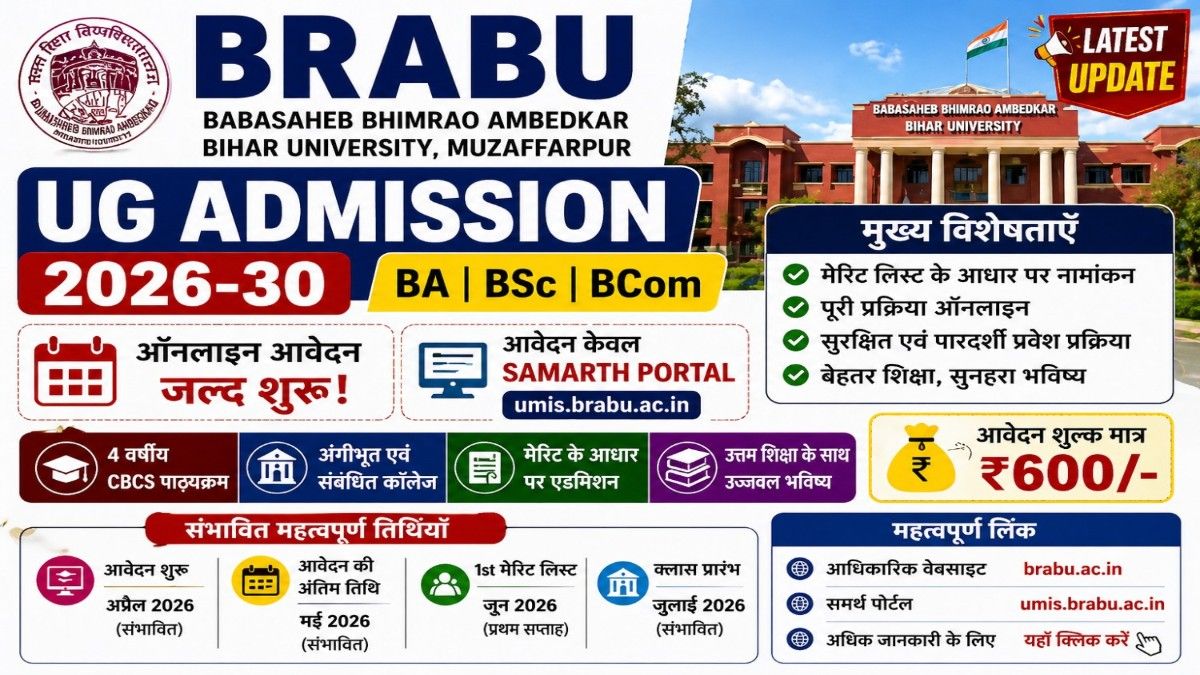 BRABU UG Admission 2026-30 apply online BA BSc BCom