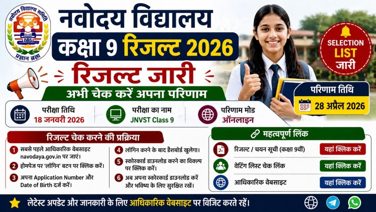 Navodaya Vidyalaya Class 9 Result 2026 check online selection list