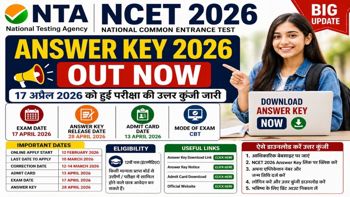 NTA NCET Answer Key 2026 download link exam date