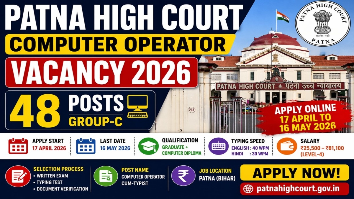 Patna High Court Computer Operator Vacancy 2026 apply online 48 posts