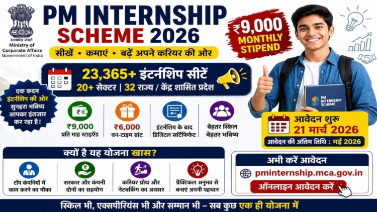 PM Internship Scheme 2026 apply online stipend 9000