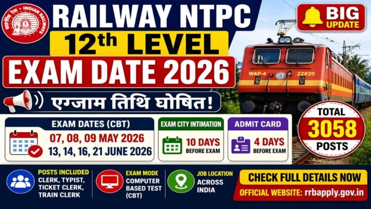 Railway NTPC 12th Level Exam Date 2026 CBT exam schedule