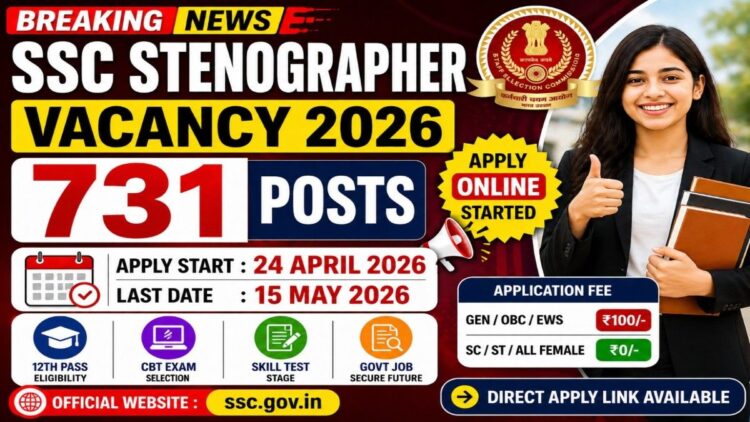 SSC Stenographer Vacancy 2026 apply online 731 posts