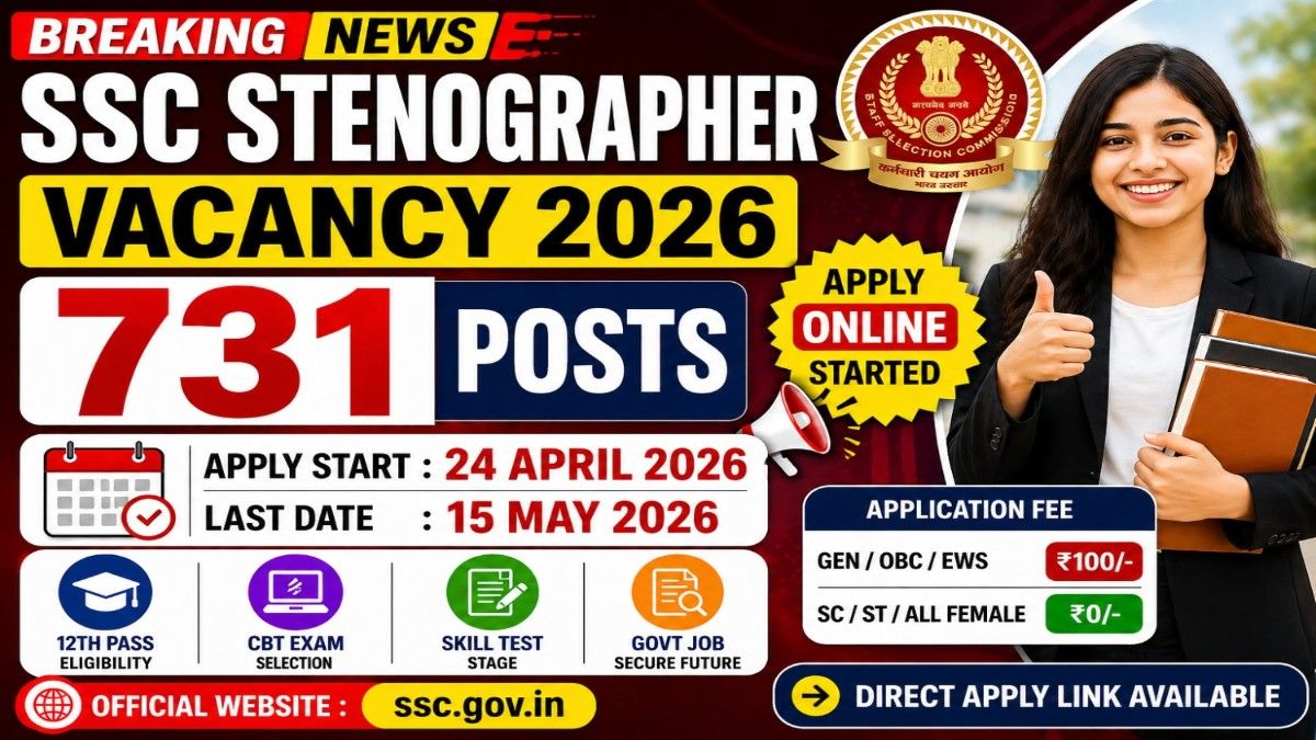 SSC Stenographer Vacancy 2026 Apply Online 731 Posts