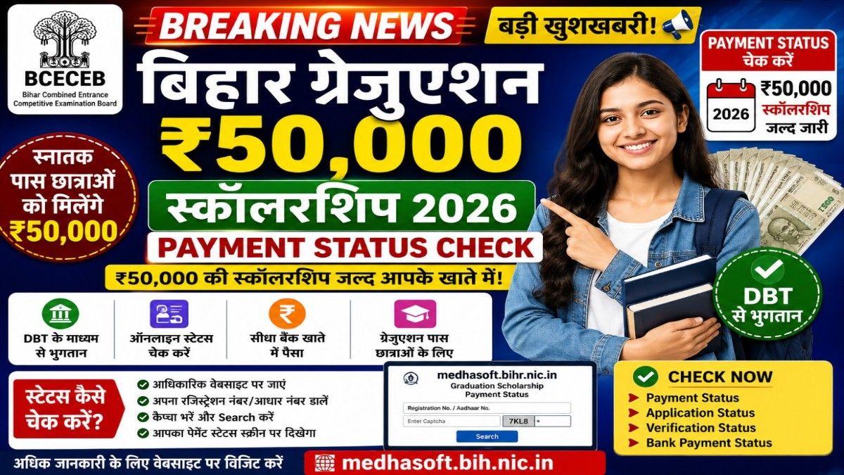 Bihar Graduation 50000 Scholarship Payment Status 2026 Check, Medhasoft Scholarship Status