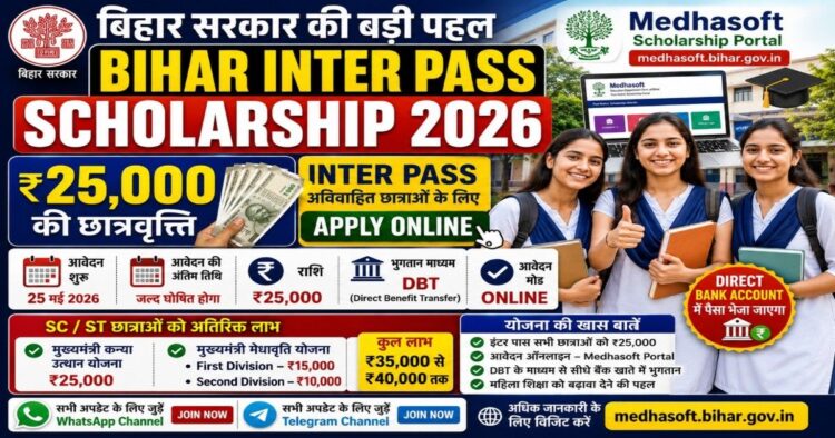 Bihar Inter Pass Scholarship 2026 ₹25000 Scholarship