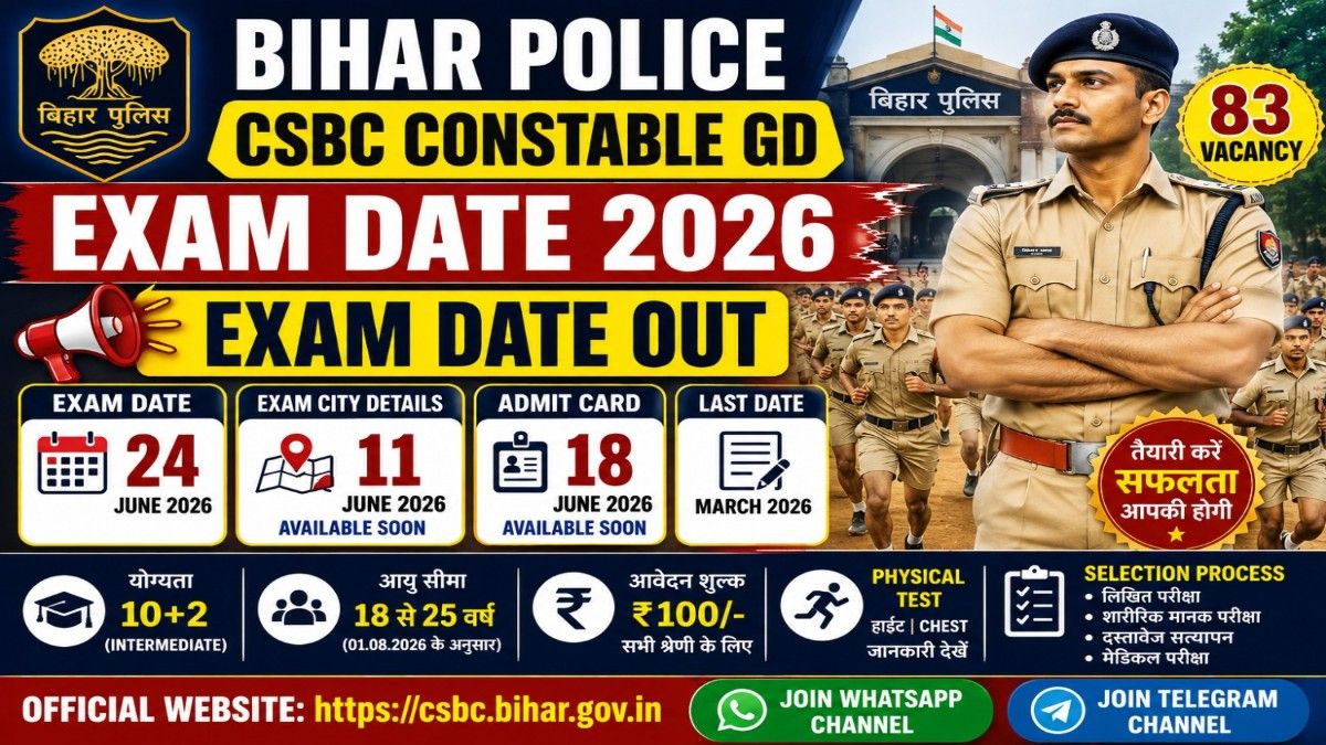 Bihar Police CSBC Constable GD Exam Date 2026