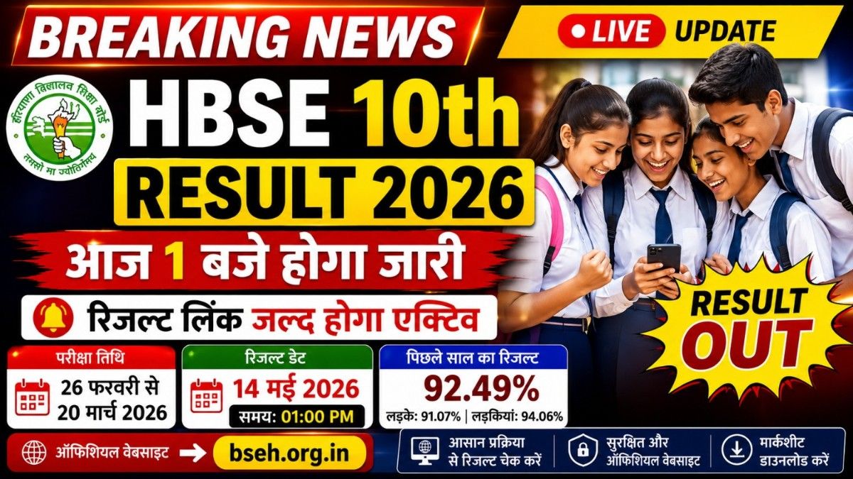 HBSE 10th Result 2026 Check Online, Haryana Board Class 10 Result