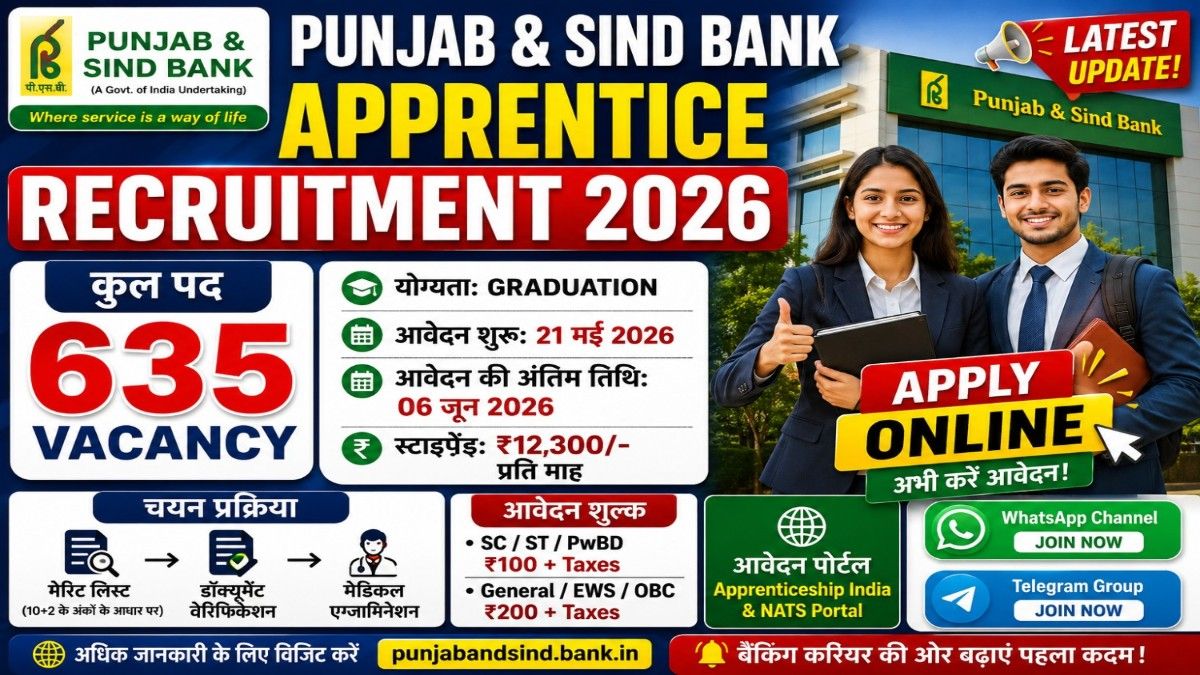 Punjab and Sind Bank Apprentice Recruitment 2026 आवेदन शुरू, सावधान! फॉर्म भरने से पहले देख लें ये जरूरी नियम वरना रिजेक्ट होगा फॉर्म