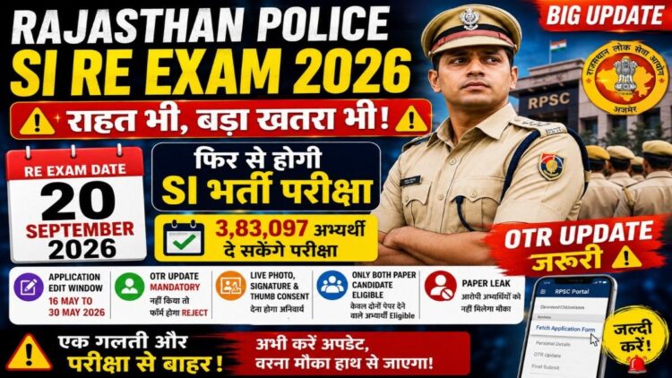 Rajasthan Police SI Re Exam Date 2026 OTR Update Mandatory