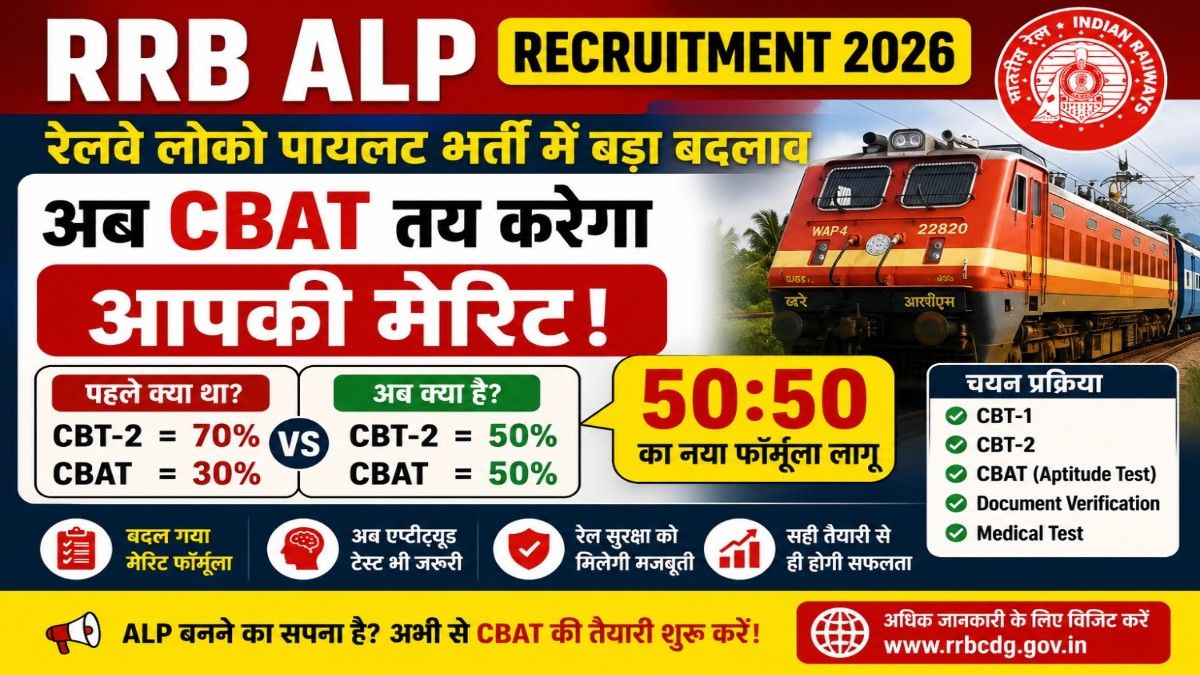 RRB ALP Recruitment 2026 CBAT Update, Railway ALP New Merit Formula