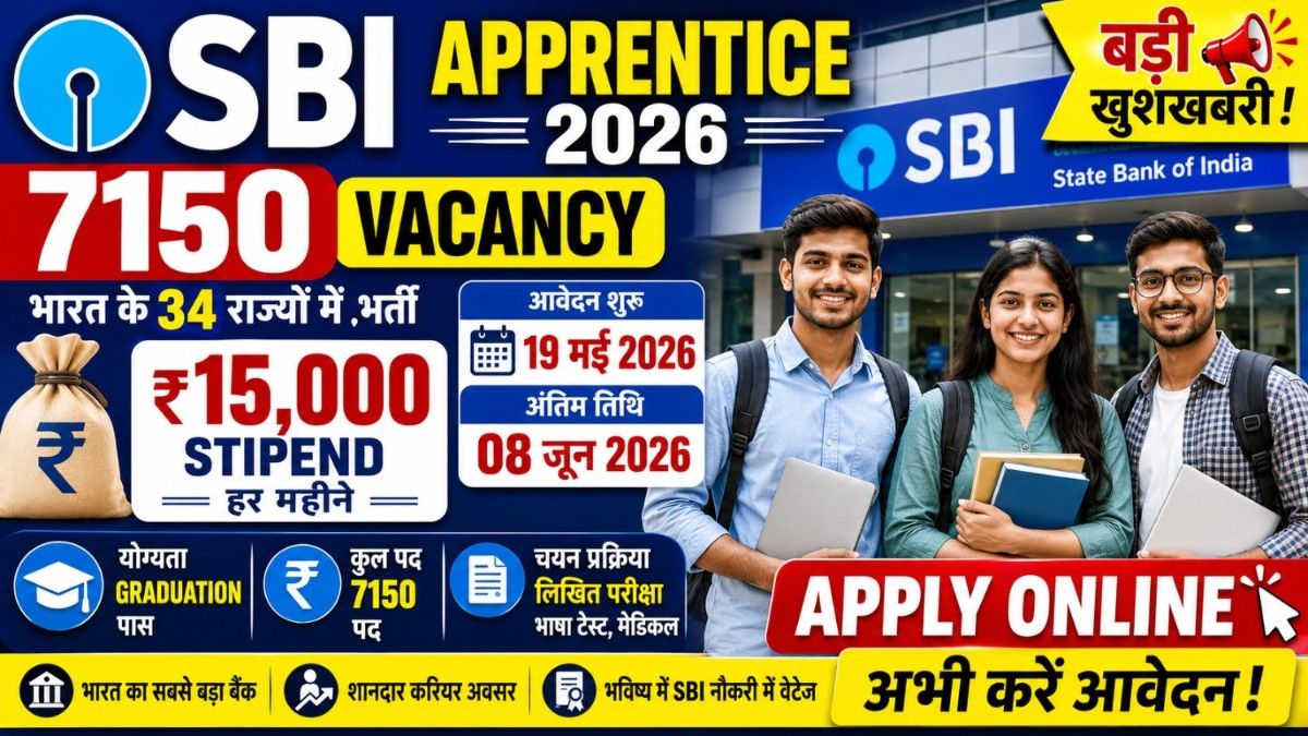 SBI Apprentice Recruitment 2026: 7150 पदों पर भर्ती, मौका हाथ से न जाने दें