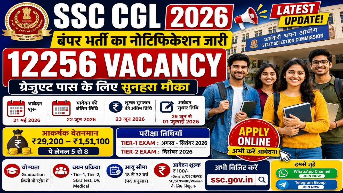 SSC CGL Recruitment 2026: बंपर पदों पर आधिकारिक नोटिफिकेशन जारी, तुरंत यहाँ से करें ऑनलाइन आवेदन!
