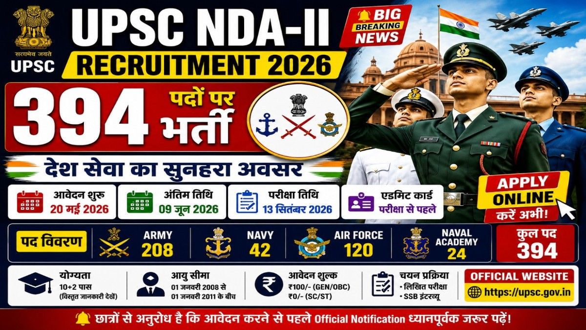 UPSC NDA II Recruitment 2026 394 Vacancy Apply Online